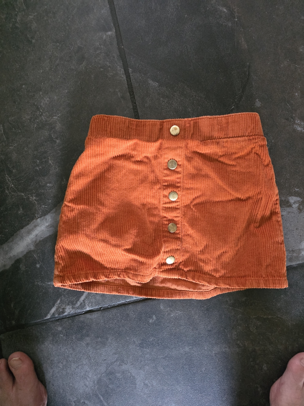 Isaac Mizrahi Orange Corduroy Button-Front Mini Skirt